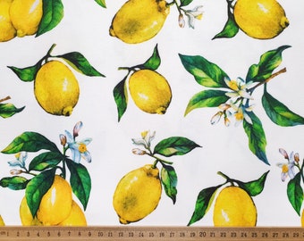 Lemon Print Fabric: Yellow Citrus Fruit Upholstery Fabric