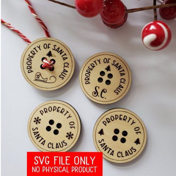 NOUVEAU - Fichier numérique SVG - Père Noël - Bouton perdu - fichier de coupe facile mignon - Glowforge testé - 4 versions légèrement différentes - téléchargement uniquement
