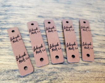 RIVET vegan leather tags .50 x 2.25" - RIVET not included - rivet hole 3mm - for knit or crocheted items - branding - small business - gifts