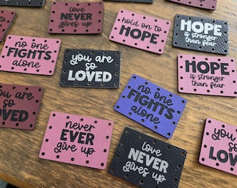Love and Hope Series tags - 6 choices and lots of colours 1.75" x 1.25" with 14 holes and rounded corners - Ready to SHIP