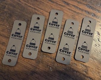 Vegan Leather Tags for Knitwear – Custom Branding, Business Labels (0.85 x 2.75")