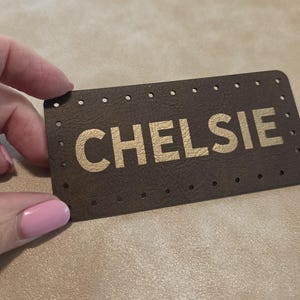 Custom Name Vegan Leather Patch – Sew On, Knit Hat Label