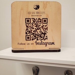 4" Wood Sign for Craft Shows/Vendors Markets - 1 QR code engrave - small amount of text - stand