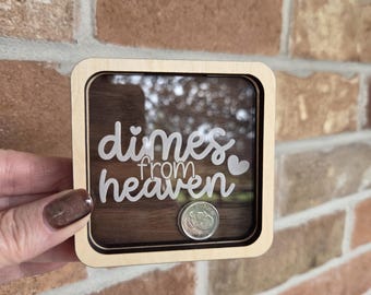 Wood "Finding Dimes Memorial Bank" to store the dimes you find sent from loved ones - Dimes from Heaven - 2 sizes