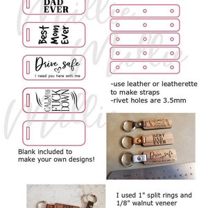 SVG File for Glowforge  | Make your own wood and leather keychains - template | 4 designs and a blank | Laser Cutting & Engraving | DOWNLOAD