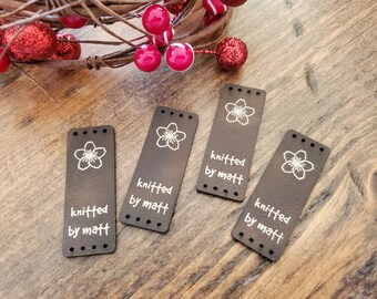 Most popular Vegan Leather Tags-size .85 x 2.25" Customizable, Durable Leatherette in Various Colours Gift for Mom, Wife, Knitter, Crocheter