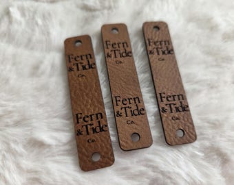 RIVET vegan leather tags .50 x 2.25" - RIVET not included - rivet hole 3mm - for knit or crocheted items - branding - small business - gifts