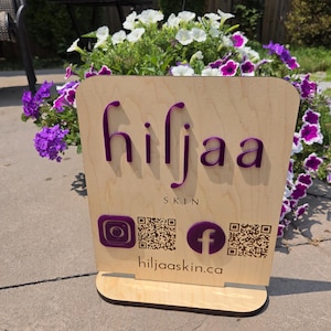 Signs for Craft Shows/Vendors Markets - Social media QR code - branding - business card holder option