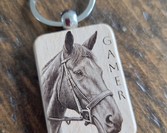 Personalized Pet Photo Keychain – Engraved Name, Gold, Silver, Wood Options