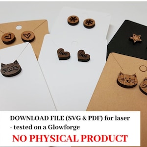SVG-pdf-bestanden DIY-oorknopjes | 9 ontwerpen en 3 blanco's - alles inbegrepen! | Glowforge-getest | Lasersnijden en -graveren
