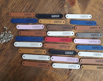 READY to SHIP -HANDMADE- tags in sets of 10 or 20 - one colour or a mixed bunch - complete with rivets! Perfect for baskets etc. 3.5" x .6"