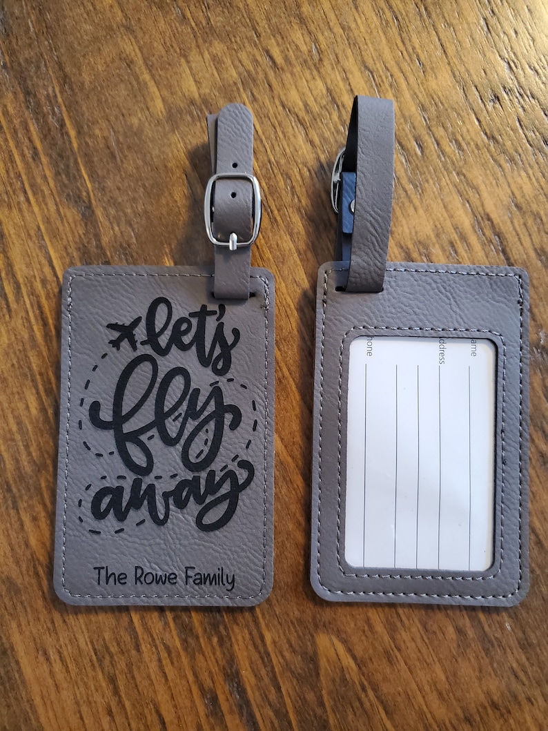 Luggage Tags Can be personalized for Vacation, Cruise, Retirement, Birthday, Wedding Couple, Gift Top Quality Leatherette image 2