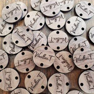 Wood TAGS/Buttons - Walnut or Cherry round tags - .75&quot; width - 1 or 2 holes - for knitted, crocheted, handmade items