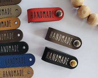 READY to SHIP -HANDMADE- tags in sets of 10 or 20 - one colour or a mixed bunch - complete with rivets! Perfect for baskets etc. 3.5" x .6"