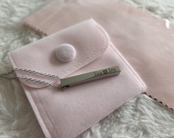 Stainless Steel Vertical Bar Necklaces in Gold, Rose-Gold or Silver - Personalized on 1 to 4 sides - engraved with names, dates, memories