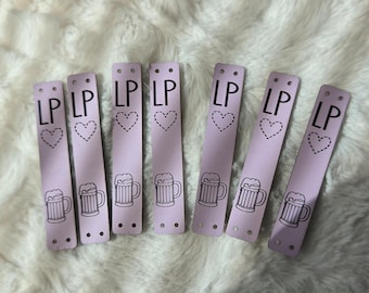 New Tag style - .5" x 2.75" - choice of rivet holes (5mm) or sew holes - tons of colours  - Rivets not included - perfect for handmade items