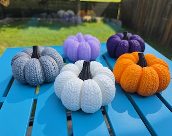 3D Printed KNIT look Pumpkins -  approx. 4" wide. Great Fall decor items that will last for years.