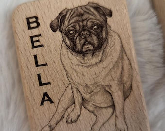 Personalized Pet Photo Keychain – Engraved Name, Gold, Silver, Wood Options
