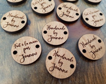 Wood TAGS/Buttons - Walnut or Cherry round tags - .75" width - 1 or 2 holes - for knitted, crocheted, handmade items