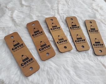RIVET vegan leather tags .85 x 2.75" - rivets not included - rivet hole 4mm - for knit or crocheted items - branding - business - gifts