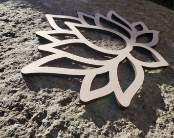 Lotus Flower cutout various sizes made from maple plywood - unfinished - perfect to paint, stain or leave natural for your macrame projects