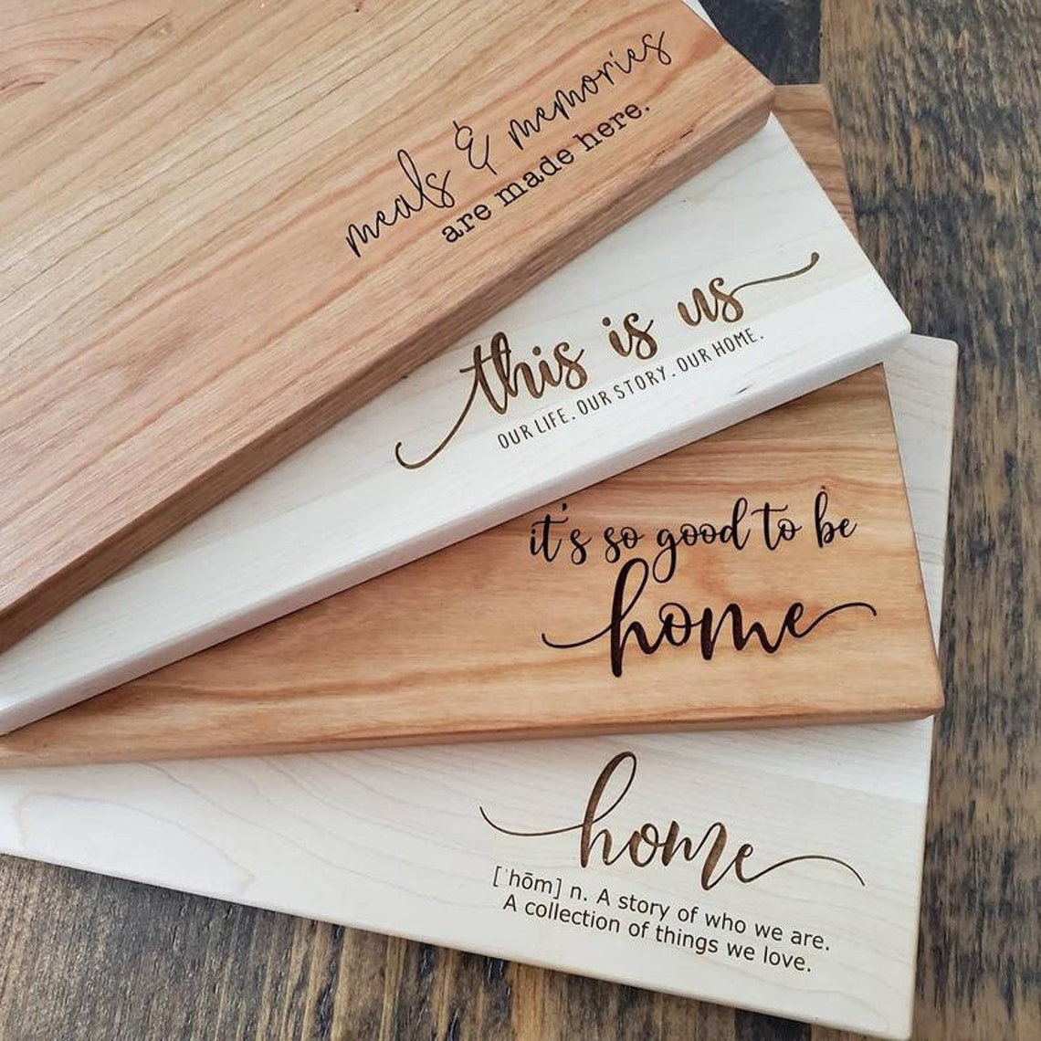 Custom Laser Engraved Cutting Boards in Maple Cherry Walnut Etsy