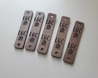 RIVET vegan leather tags .50 x 2.25" - RIVET not included - rivet hole 3mm - for knit or crocheted items - branding - small business - gifts