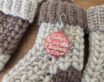 My 1st Christmas - Crocheted Baby Stocking Ornament – Lovingly handmade in Neutrals, Pinks & Blues, Keepsake for Baby’s First Christmas 2026