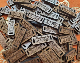 Wood Rectangle TAGS - Sapele, Mahogany, Cherry, Walnut, White Birch 1.5" x .6" - tags for knitted and crocheted items - branding