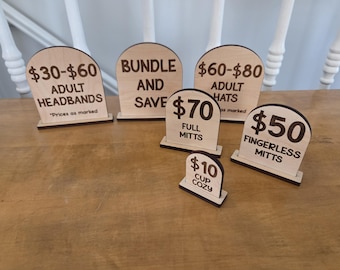 Mini Wooden Arched PRICE / TEXT Signs for your Craft Shows, Bazaars, Farmer's Markets, Consignment Shops - 3 sizes