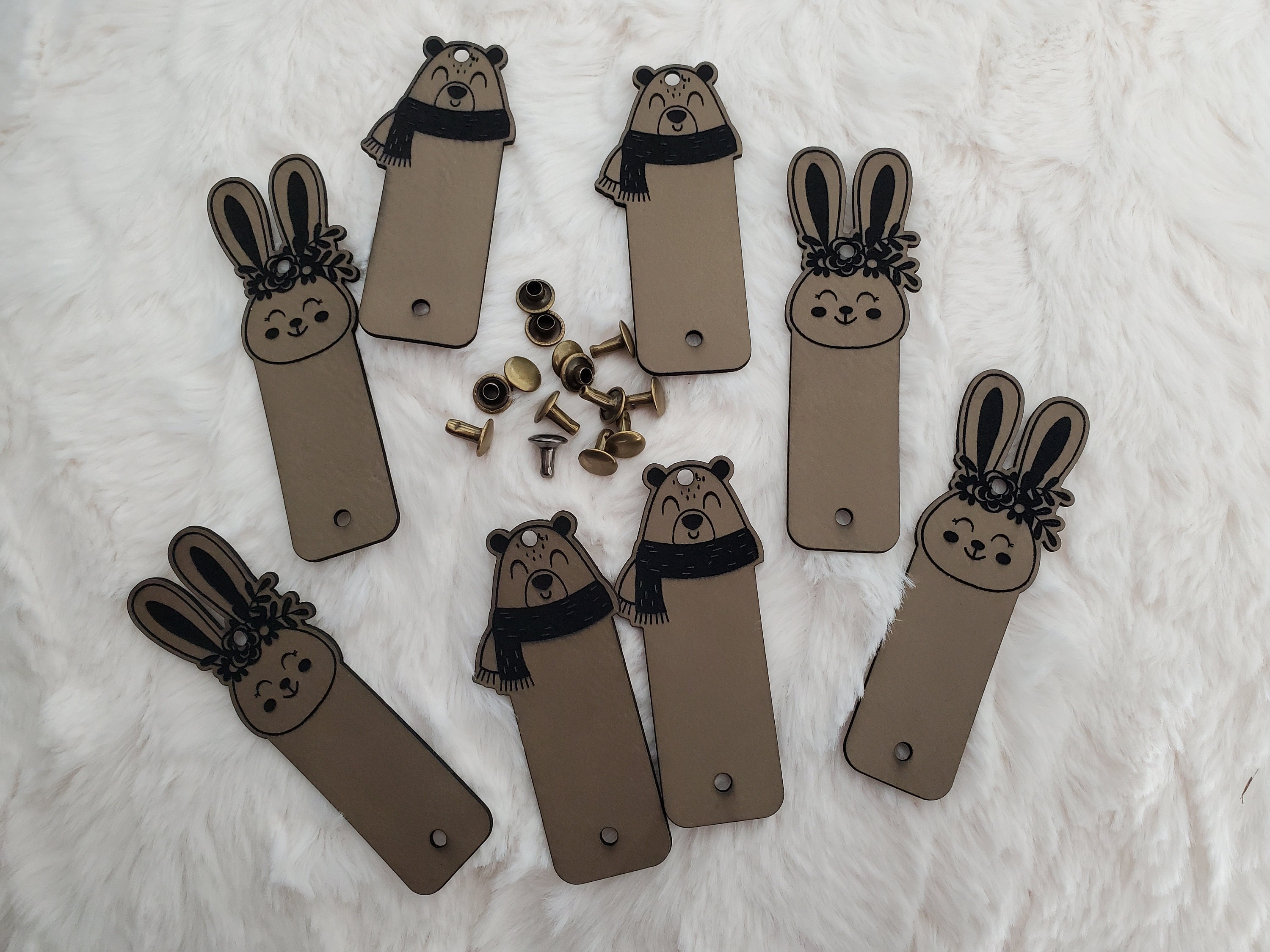 Cute Rivet SET of 8 - Ready to Ship Cute Animal Rivet Vegan Leather Tags - RIVETS ...