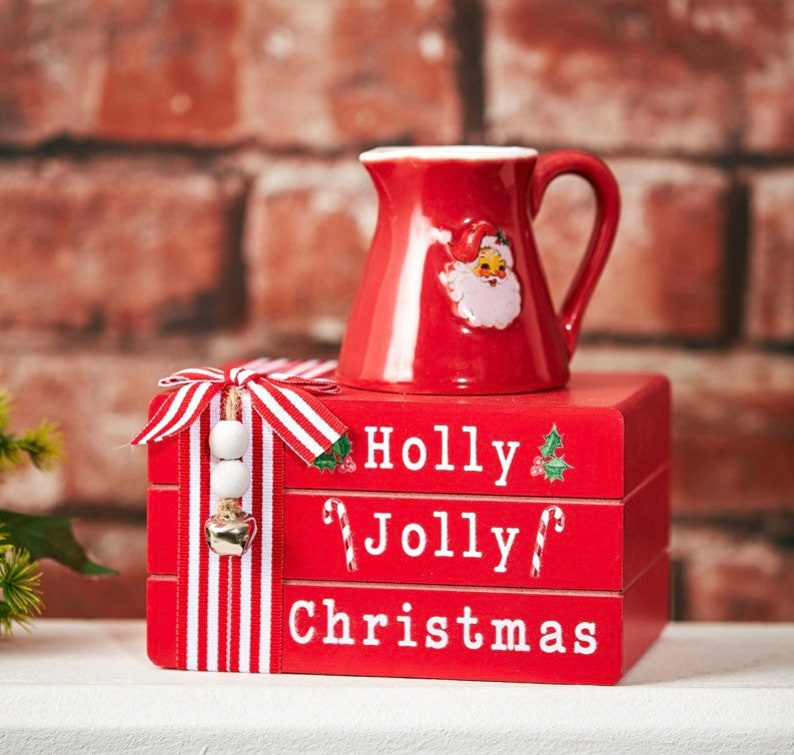 Festive Book Stack Block Christmas Decoration Traditional Etsy UK
