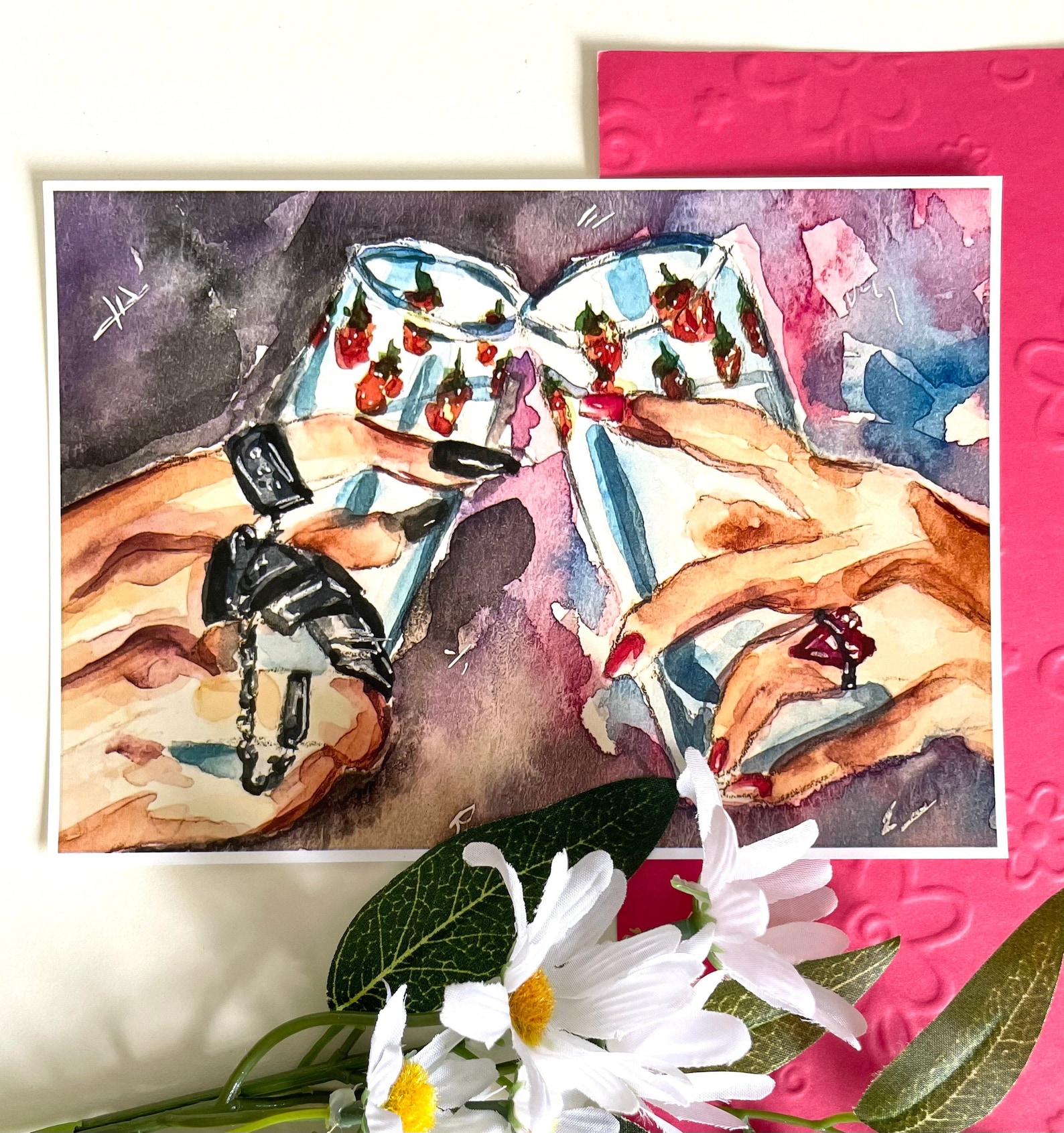 Nana Strawberry Glass Cup with Hachi and Osaki Etsy