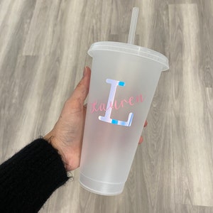 Personalised Initialled Cold Cups // Reusable Plastic Cups // Frosted Tumblers