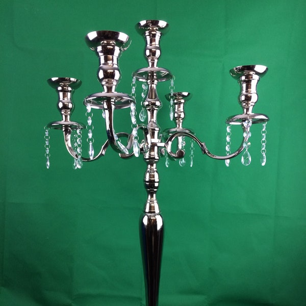 Vintage Traditional 5 Arm Metal Candelabra Classic Décor Crystal Dropping 76 cm Modern