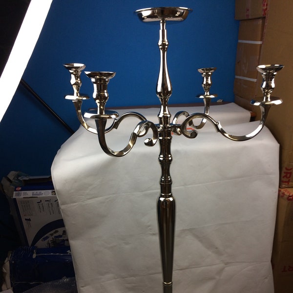 Vintage Handmade 5 Arm Candelabra Silver Metal Wedding Home/Hall Décor H:150 cm