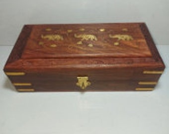 Handgemaakte sieradendoos van sheeshamhout goud ontwerp H8XW13XL21CM RS10788 modern