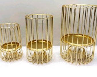 Iron Candle Pillar Holder-Gold Finish