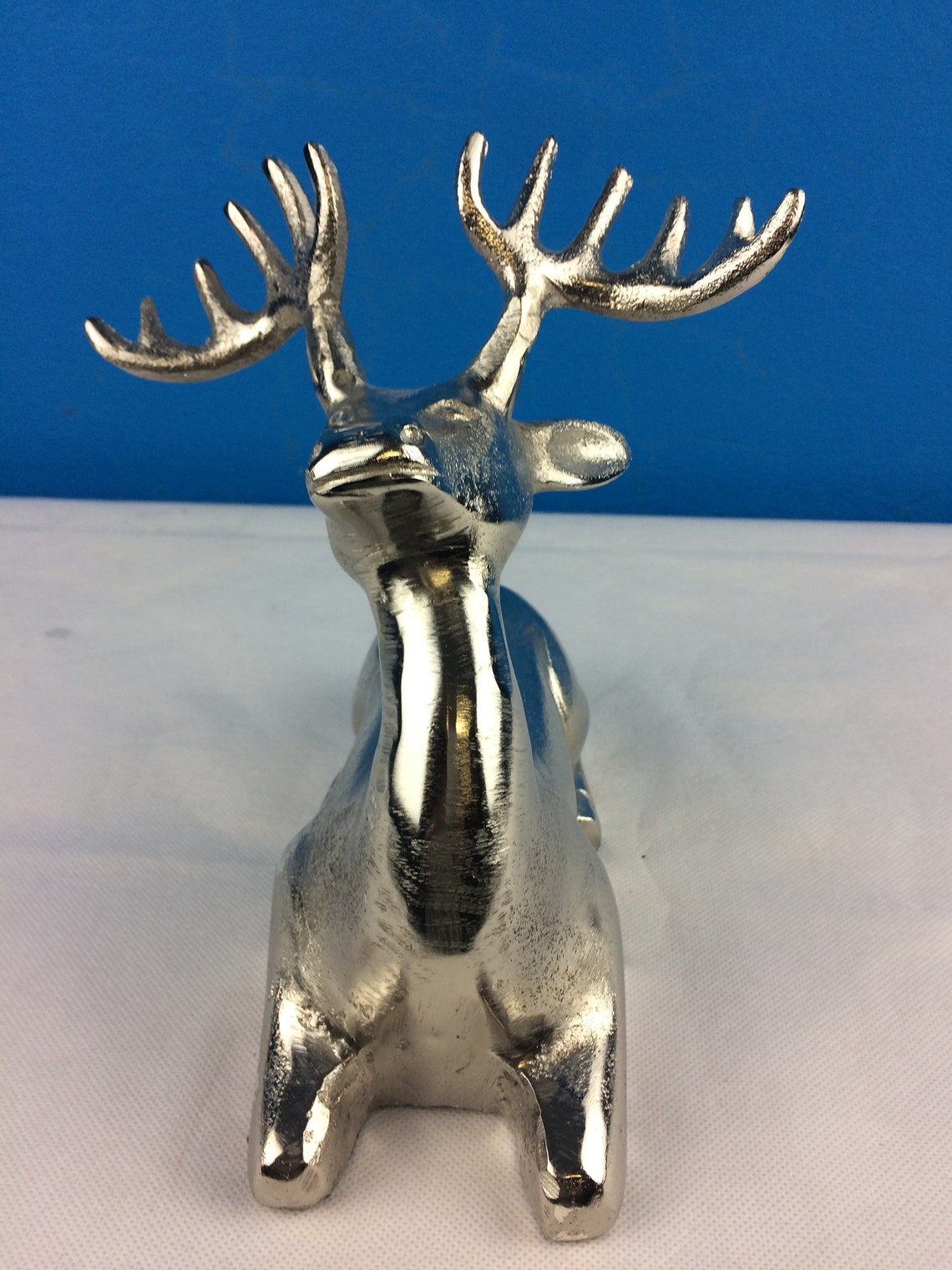 Handmade Metal Reindeer in Silver Shade sitting Height 36 Etsy UK