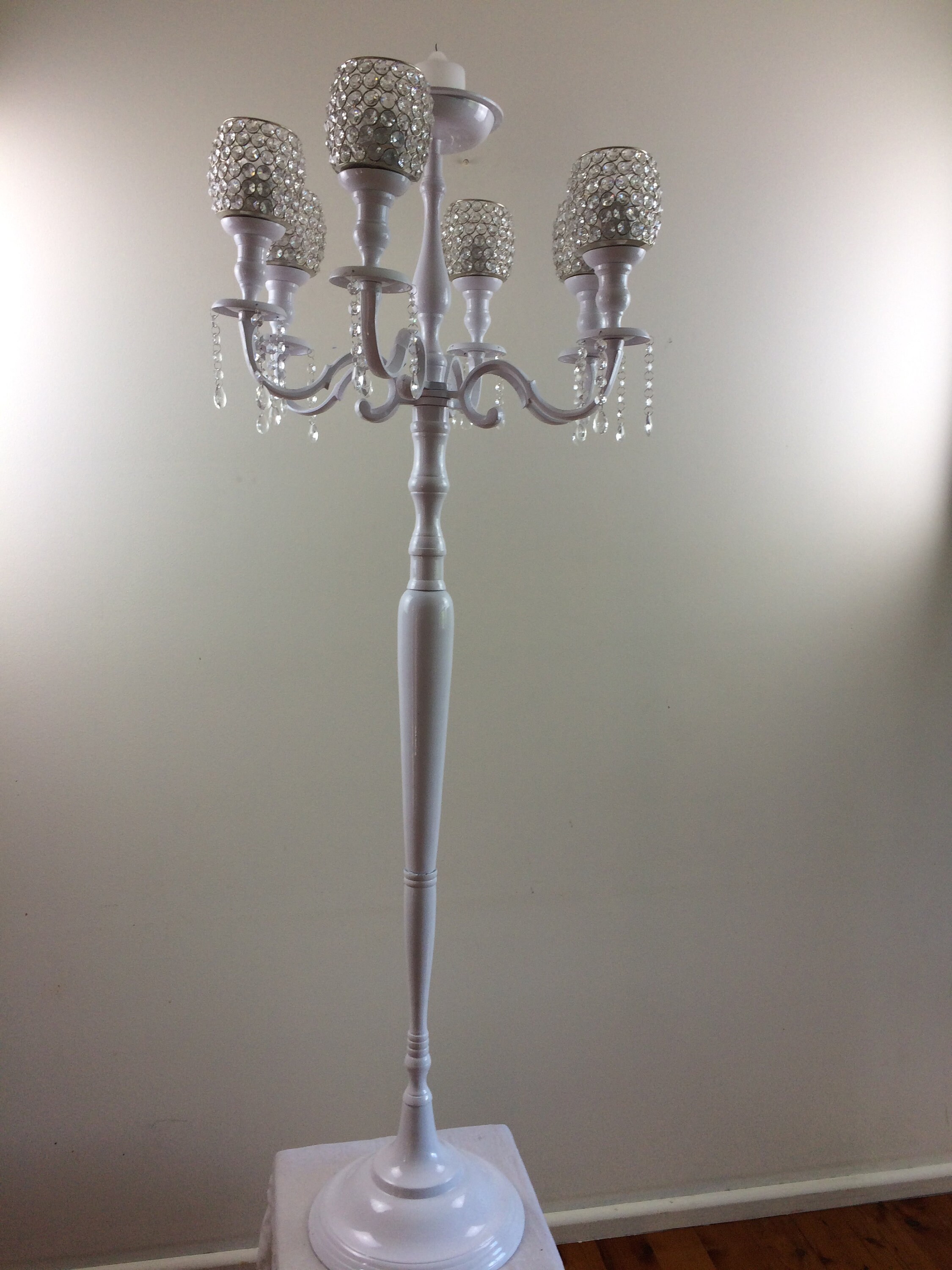 Vintage 7-Arm Candelabra Wedding Decor Centre-piece H: 150 cm Crystal Shade/Drop New