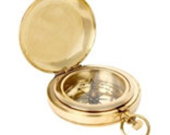CLOSING SALE ** Shiny Brass Push Button Compass Maritime Nautical Gift