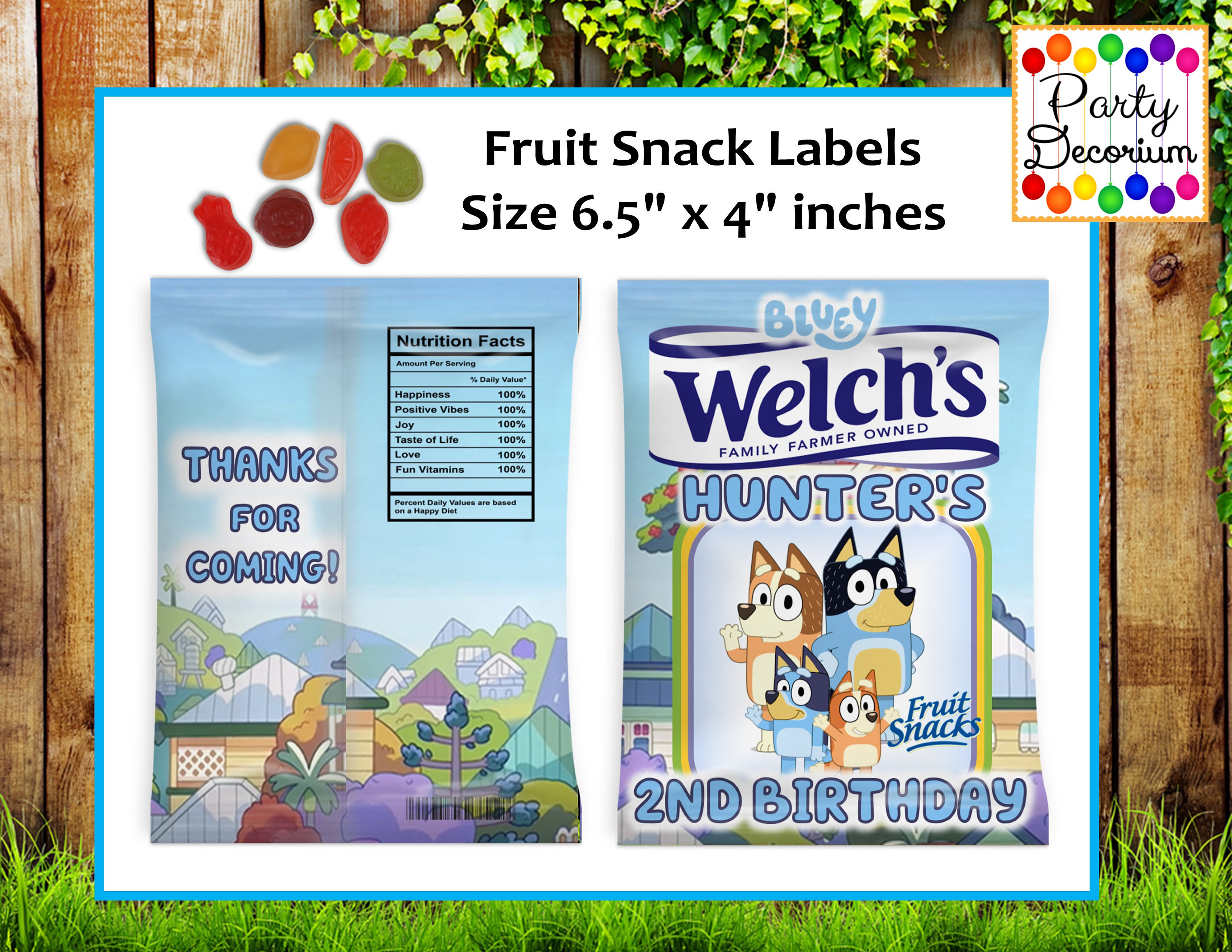 Bluey Food Labels Printable