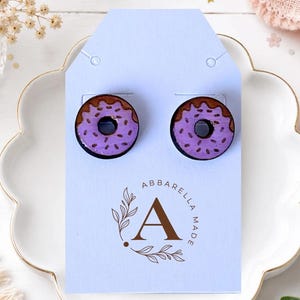 Donut Stud Earrings, Hand Painted for Food Lovers