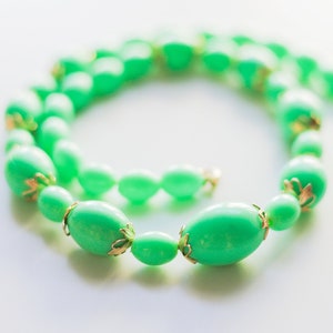 Vintage mint necklace Blue green lucite chunky choker for women Beaded necklace 17 Inches image 1
