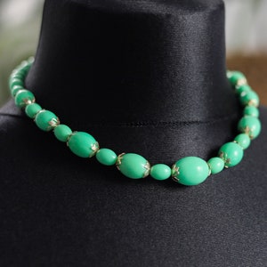 Vintage mint necklace Blue green lucite chunky choker for women Beaded necklace 17 Inches image 4