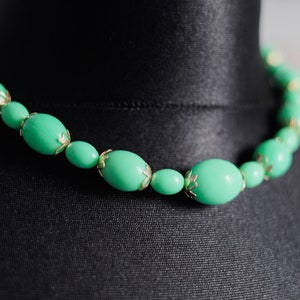 Vintage mint necklace Blue green lucite chunky choker for women Beaded necklace 17 Inches image 2