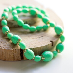 Vintage mint necklace Blue green lucite chunky choker for women Beaded necklace 17 Inches image 5