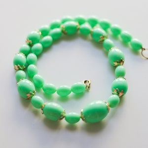 Vintage mint necklace Blue green lucite chunky choker for women Beaded necklace 17 Inches image 7