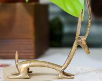 Vintage brass gazelle small sculpture Tribal African garden figurine accessories