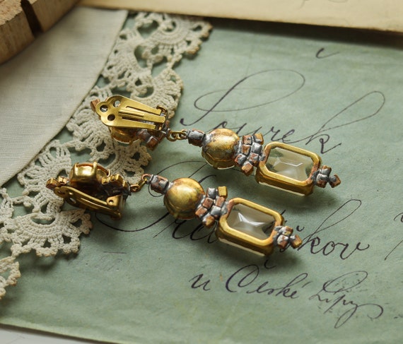 Vintage sparkly earrings Czech art deco Bridal cl… - image 9